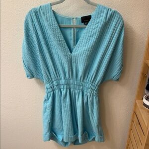Lumiere Turquoise V Neck Romper